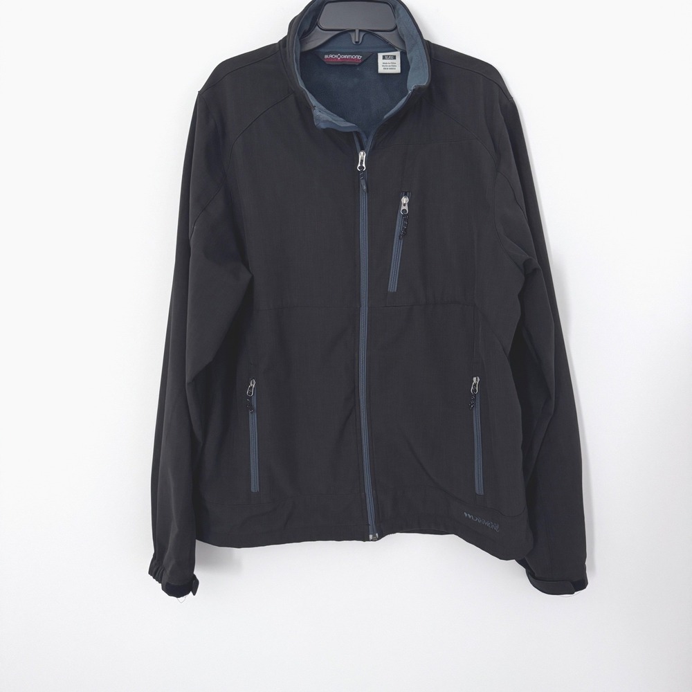 Black Diamond Mens XL Jacket Softshell Full Zip Black Windbraker Fleece Lined